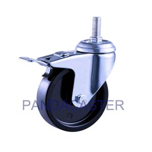 China Threaded Swivel Casters M12 Caster Wheels With Dual Lock Brake on sale