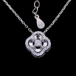 Natural Pearl Drop Necklace Silver / Heart Pendant Necklace With Rhinestone