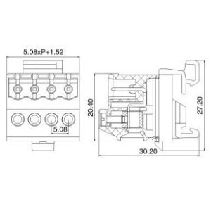 Din Rail Pluggable Terminal Block socket with 5.08mm Pin Spacing socket arrage