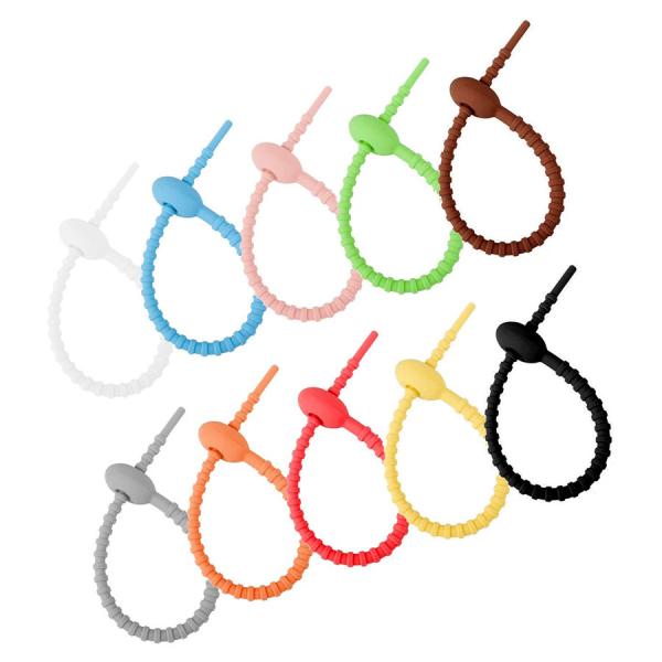 Buy Zip Reusable Silicone Cable Ties Adjustable 8.5 Inch Colorful at wholesale prices