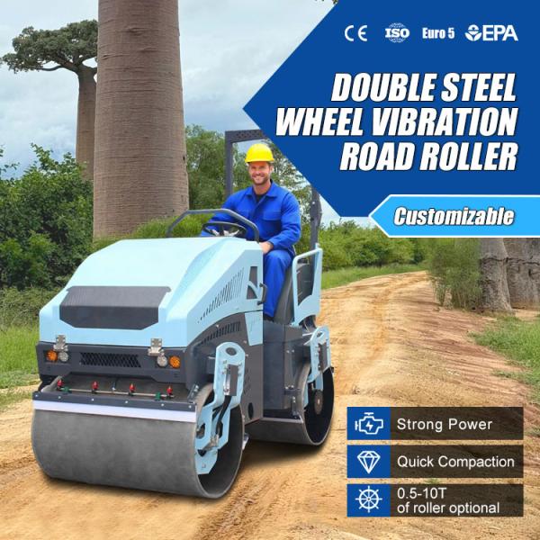 Hot Sale Vibratory Double Drum Roller Road 3ton Light Mini Road Roller Compactor with Price