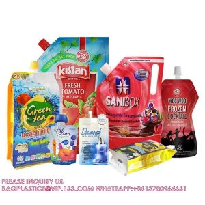 Custom Liquid Stand Up Nozzle Bag Beverage Sauce Jelly Red Wine Food Grade
