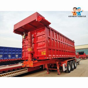 Heavy Duty 60 Tons 3 Axles With Automatic Tarpaulin Dumping Truck Semi Trailer