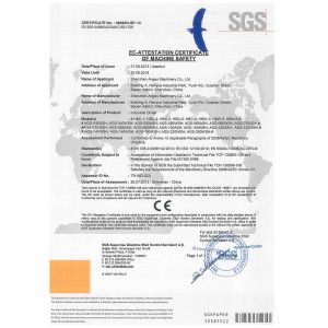Shenzhen Anges Machinery Co., Ltd Certifications