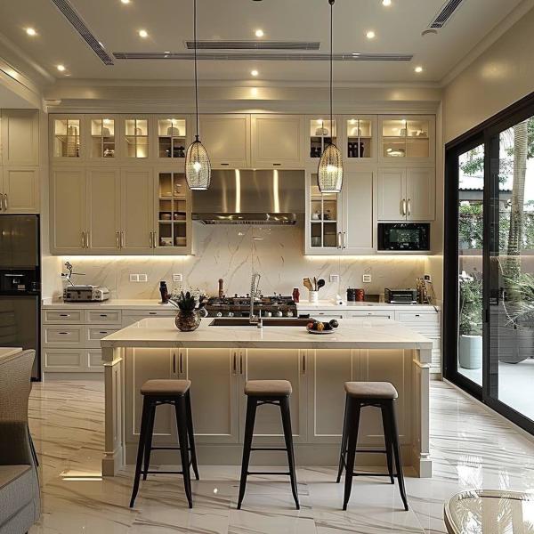 Customized Antique Solid Wood Kitchen Cabinets With Lacquer Finish