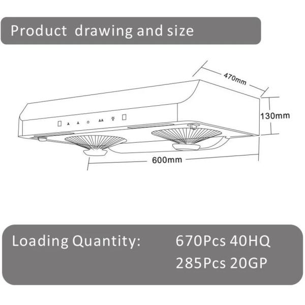 Kitchen Double Motor Silver Ultra Thin Range Hood Silver Profile