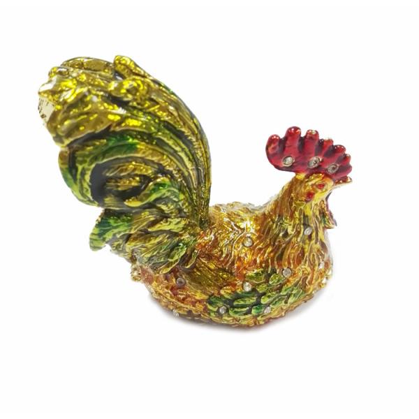 Rooster chicken jeweled trinket box with diamond for gift jewelry box