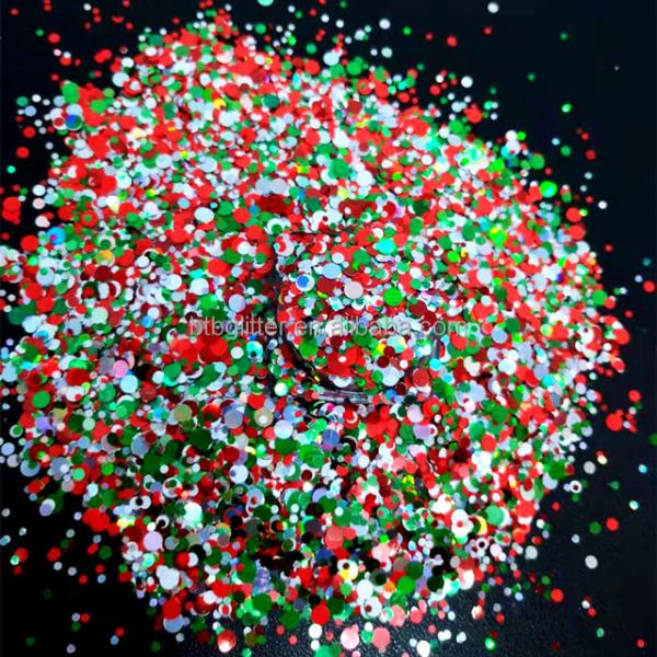 Die Cutting Printing and 1 Color Print Method for Dots Shaped Glitter Xmas Christmas