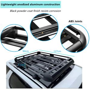Aerodynamic Aluminum Roof Rack Cargo Basket 200KGS Load 127x 90CM