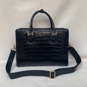 Authentic Real True Crocodile Belly Skin Businessmen Briefcase Bag Genuine
