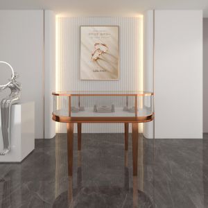 Round Curved Jewelry Display Cabinet Oval jewellery glass counter Custom