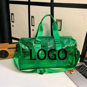 China Wholesale Custom Logo Pvc Clear Jelly Color Swimming Overnight Tote Duffel Duffle Bag For Women Girls Ladies Bags on sale