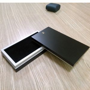 Black MDF made wooden Gift Packaging Box, Velvet Interior. Swivel Lid, Custom Design and Logo Welcomed.