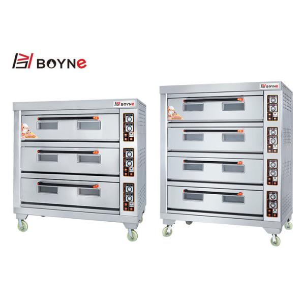 Stainless Steel Commercial Electric Three Deck Nine Trays Bakery Oven With Strong Wheels