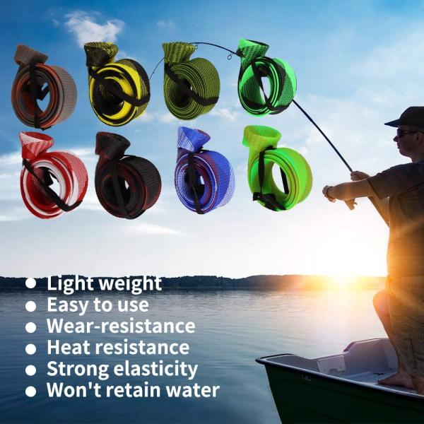 Expandable PET Braided Fishing Rod Protective Sleeves Flame Retardant