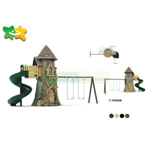 Customized Design Wooden Playground Slide Double Swing Long Service Life