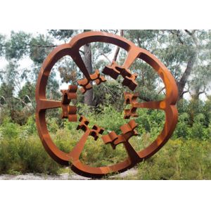 China Oxide Color Rusty Garden Sculptures , Metal Garden Flowers Sculpture 150cm Heigh on sale