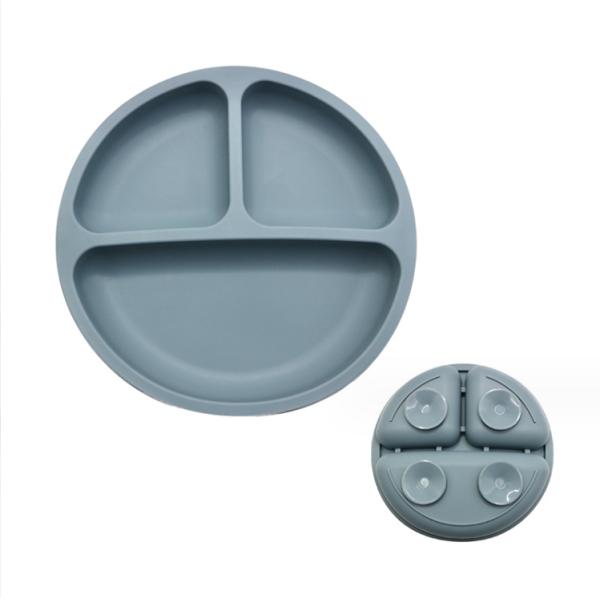 Silicone Feeding Set 3 Areas Food Grade Material Baby Bowl Plate with Suction Divided