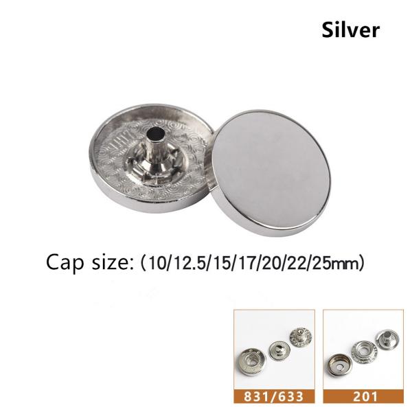 2020 Alloy zamark Cap Flat Jacket Custom Metal 4 Part Spring Snap Button