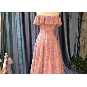 Beautiful A Line Ball Gown , A Line Pink Prom Dress Off Shoulder Back Zipper