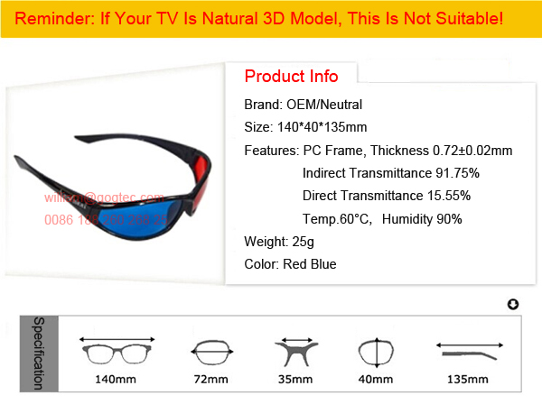 Red Blue 3D glasses TV film vision movie buy LG Sony Samsung Panasonic theater Benq Acer 2