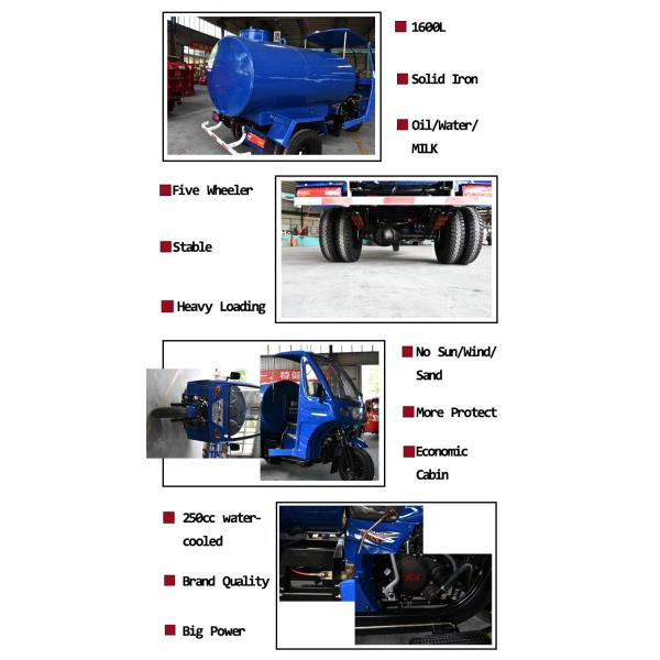 800W Water Tank Tricycle Tuk Tuk 250cc Three Wheel Motorcycle for African Hot Market