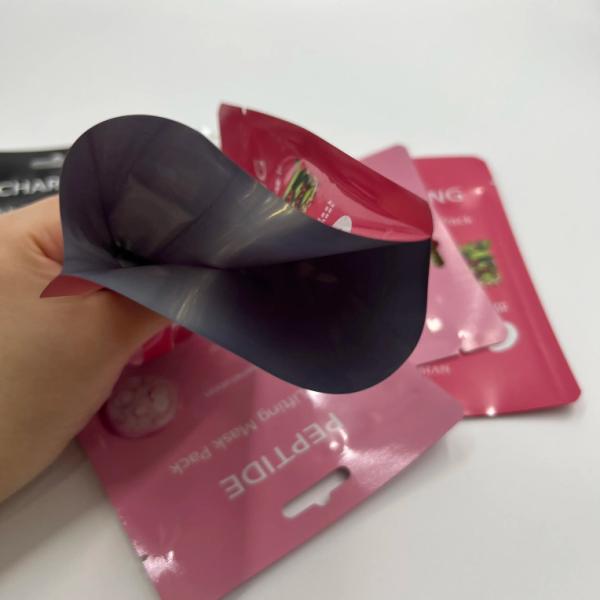 High Grade Customized Cosmetics Face Mask Bag Stand-Up Three Side Seal Easy Tear Pure Aluminum Foil Heat Sealing PE PET Material