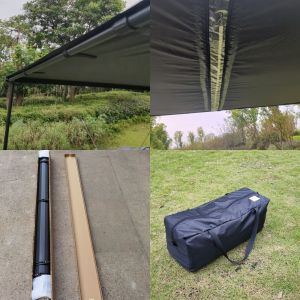 Secure Black Uv Resistant Roof Rack Awning With Sides Pull Out Awning