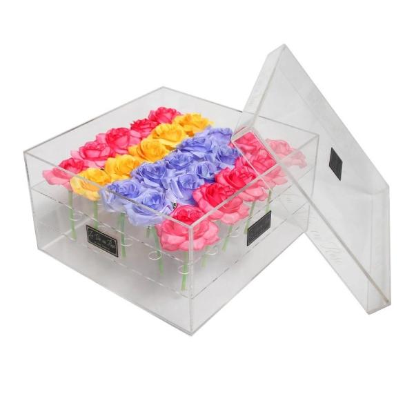 Buy High End Acrylic Material Preserved Roses 25 Holes Acrylic Boxes at wholesale prices