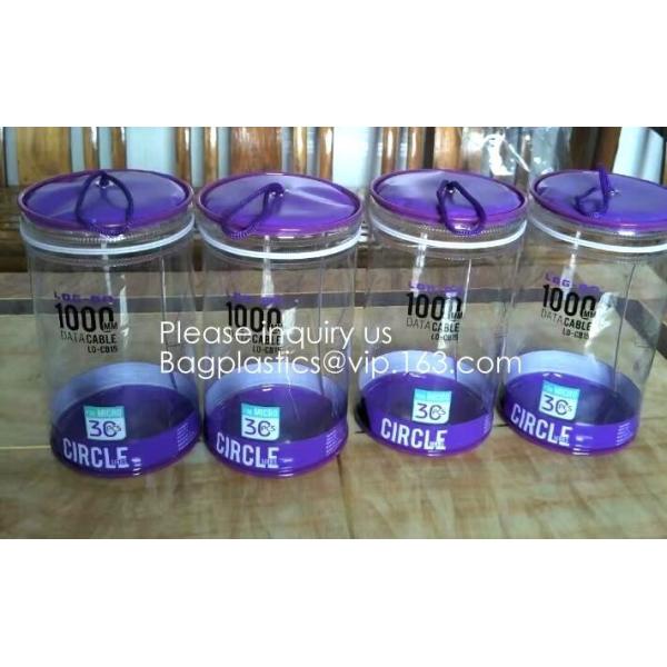 Crystal Clear PVC Cylinder Cosmetic Bag With Zipper Closure, Toiletry Kits Pvc