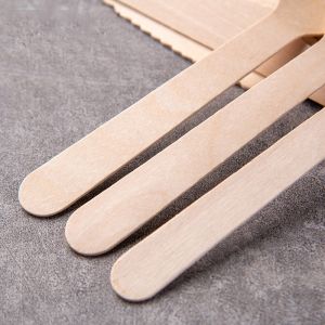 140mm Disposable Wooden Utensils Knives And Forks Canteen Supplies