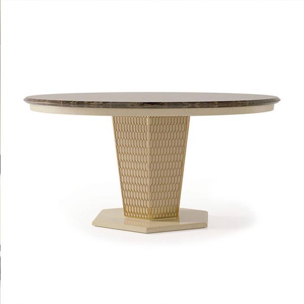 Buy Italian Luxurious Mesa Dining Table Marble Tabletop With Stainless Wire at wholesale prices