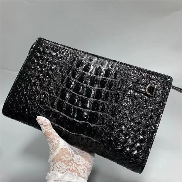 Knitted Designer Genuine Alligator Skin Men Woven Clutch Purse Authentic Crocodile Leather Male Large Wristlets Bag