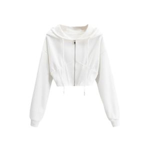 Ultra Short Style Sports Hoodies Waist Closed Fish Bone Long Sleeve