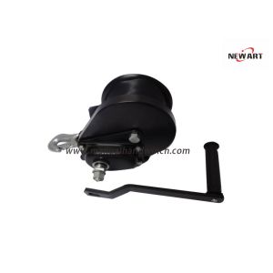 Geared Hand Crank Winch / 1200lbs Capacity Automatic Brake Winch With Strap