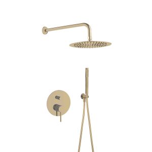 Brushed Golden Classical Rain Shower With Handle Concealed In Wall