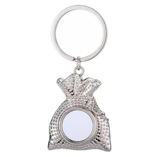 Custom Logo Keychains DIY Creative Sublimation Gift Bag Keychain Pendant Heat Transfer Metal Blank Round Photo Keyring
