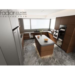 Urban Wood Grain Walnut Series Fadior Stainless Steel Custom Kitchen