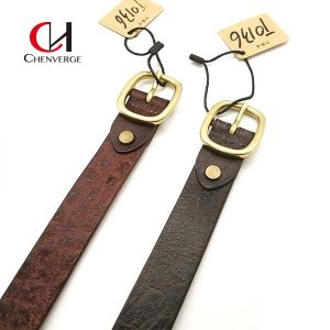 Cowhide Crocodile Embossed Leather Belt