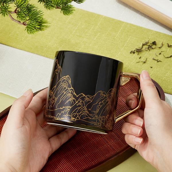 Buy Exquisite Hand Painted Gold Handle Mug at wholesale prices
