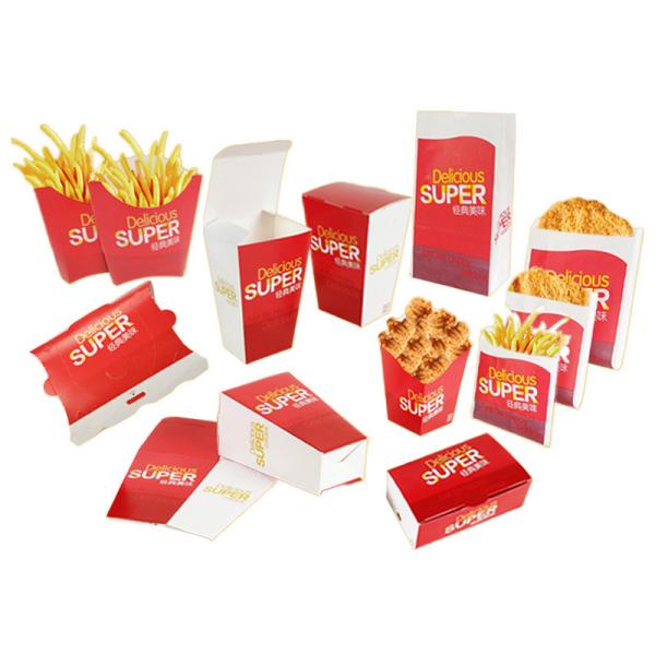 Buy Paperboard Food Package French Fries Boxes Takeaway Disposable Containers at wholesale prices