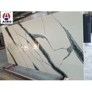 Quality Panda White Calacatta Quartz Stone Slab With Background Bench Top Decoration for sale