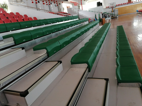 Buy Manual HDPE Bench Retractable Gym Bleachers Indoor Basketball Bleachers at wholesale prices