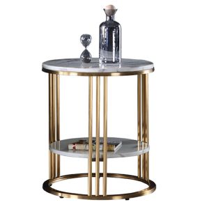 Elegant Round Stainless Steel Marble Sofa Side Table By SEDIA