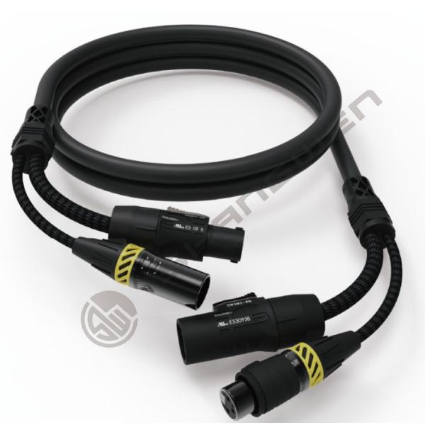 TRUE1 2-in-1 XLR Female and Male Powercon Hybrid Cable 5-Pin DMX Combi Black XLR-5P COMBI CABLE