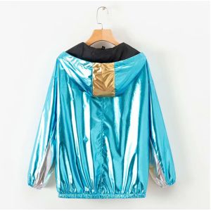 Fashion Mens Reflective Jacket / Womens Metallic Coat Plating Coating