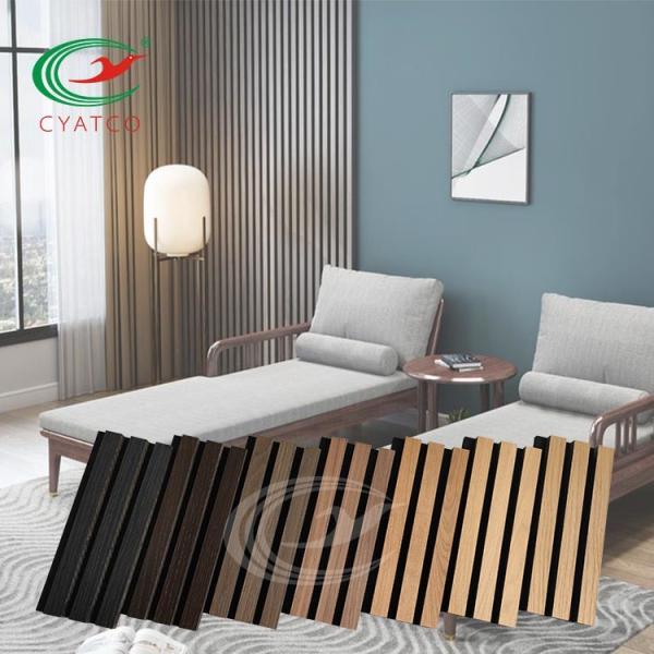 Curved Groove Wooden Acoustic Wall Panels Customized Thickness