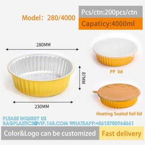Quality 280mm Diameter 4000ml Foil Pan Tray Disposable Aluminum bowl Foil Food Container With Lid for sale