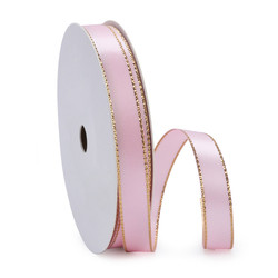 Ribbon Red Single Side Ribbon Packaging for Gift Gold/Silver Glitter Edge Satin