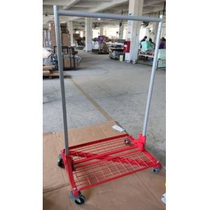 Customizable Garment Hanging Rack With Wire Grid Shelves For Display And Storage